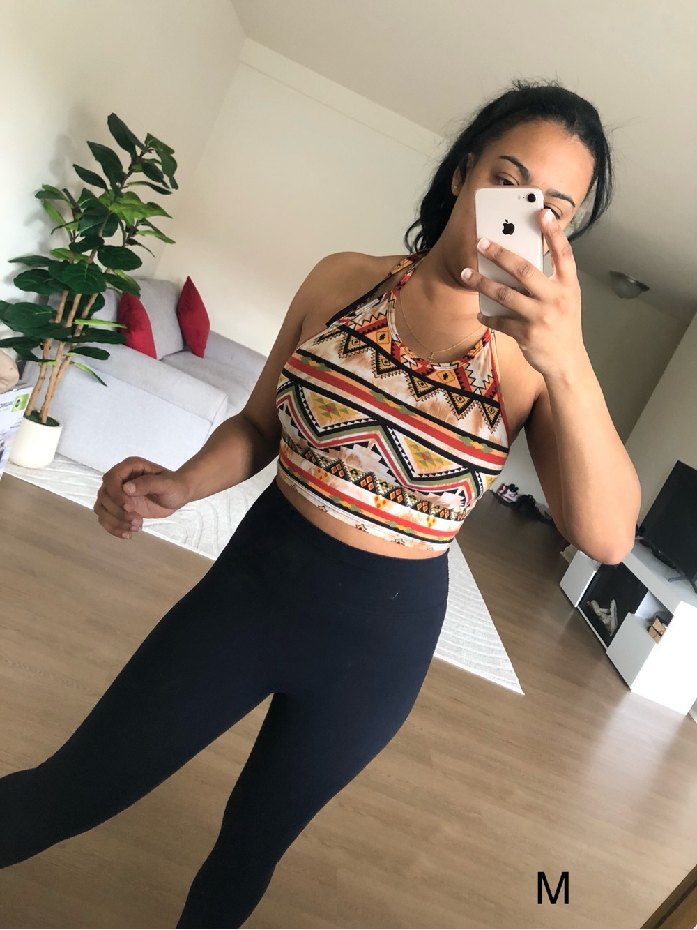 Patterned Halter Crop Top in Multi-Color - Women's